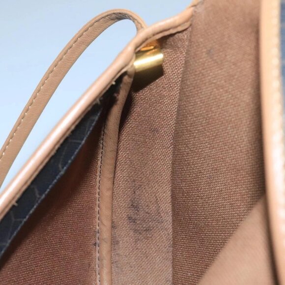 Christian Dior Honeycomb Canvas Shoulder Bag PVC Leather Black Auth 106108 - Picture 10 of 16